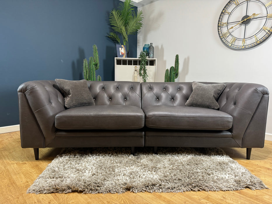 Bridgerton 4 Seater Split Sofa Natural Grain Espresso Leather Mix (WA2)