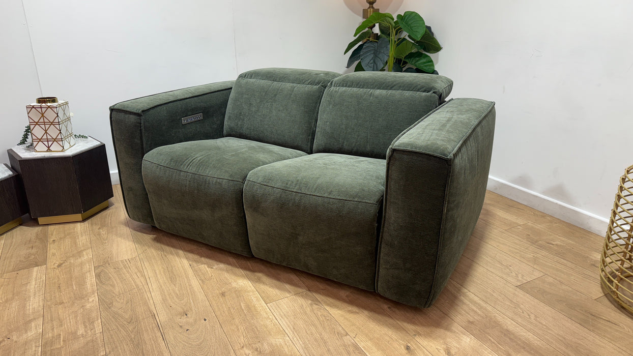 Sofology Horizon Fabric 2 Seater Power Recliner/Headrest in Textured Chenille Pine
