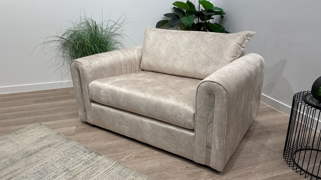 Sofology Savoy Fabric Loveseat Silver Trim in Lifestyle Dapple Fabric Marble Mix