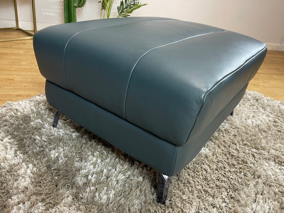 Renato Designer Footstool - Trusty Embossed Leather Peacock (WA2)