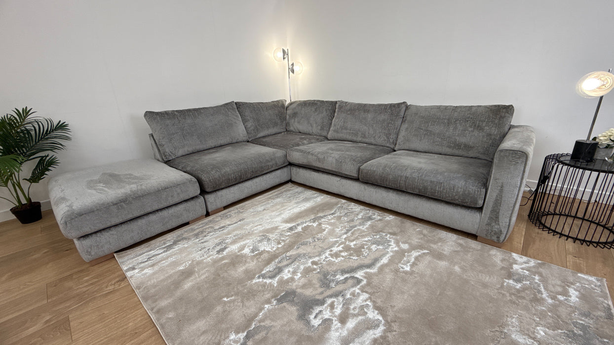 Majestica 1 Corner 3 Terminal - Fabric  Sofa   -  Plain Steel Mix