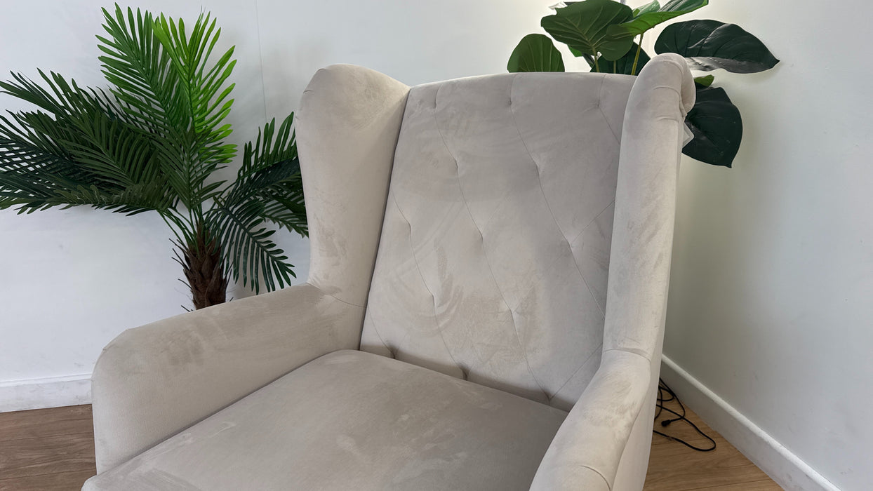 Sofology Kensington Fabric Wing Chair in Matt Velvet Milk