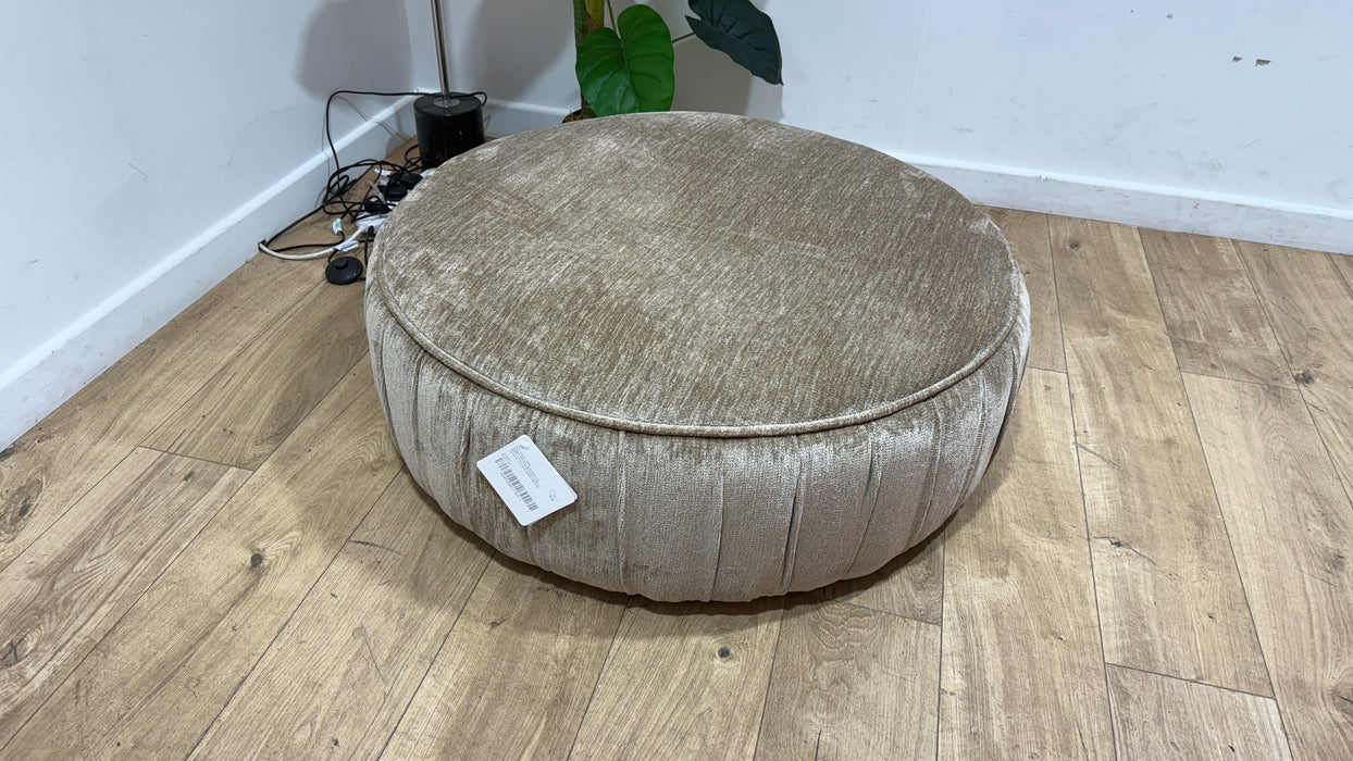 Sofology Lustre Fabric Designer Footstool in Luxury Plush Chenille Fawn