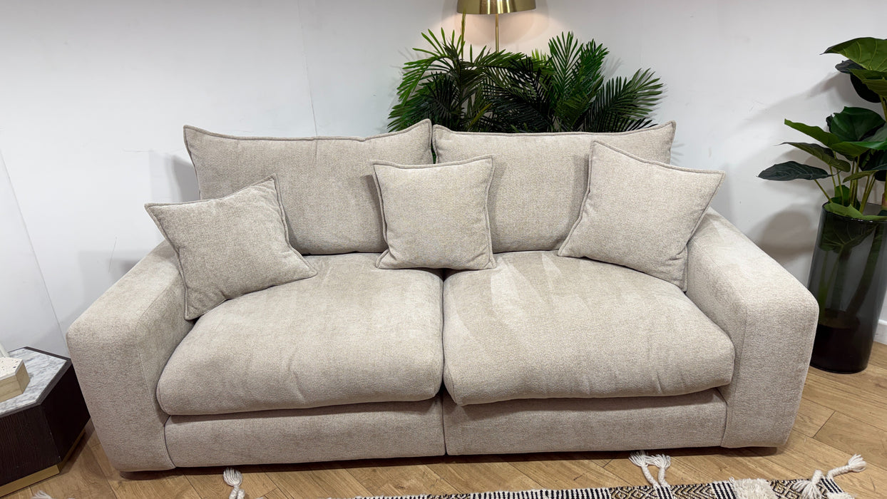 Sofology Haven Fabric 3 Seater Split Full Back Fibre/Foam Seats in Cosy Chenille Pebble
