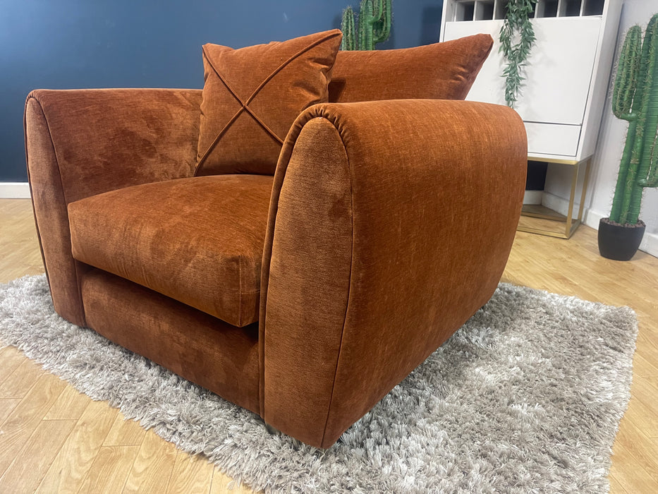 Hourglass Fabric Chair Velvet Rust