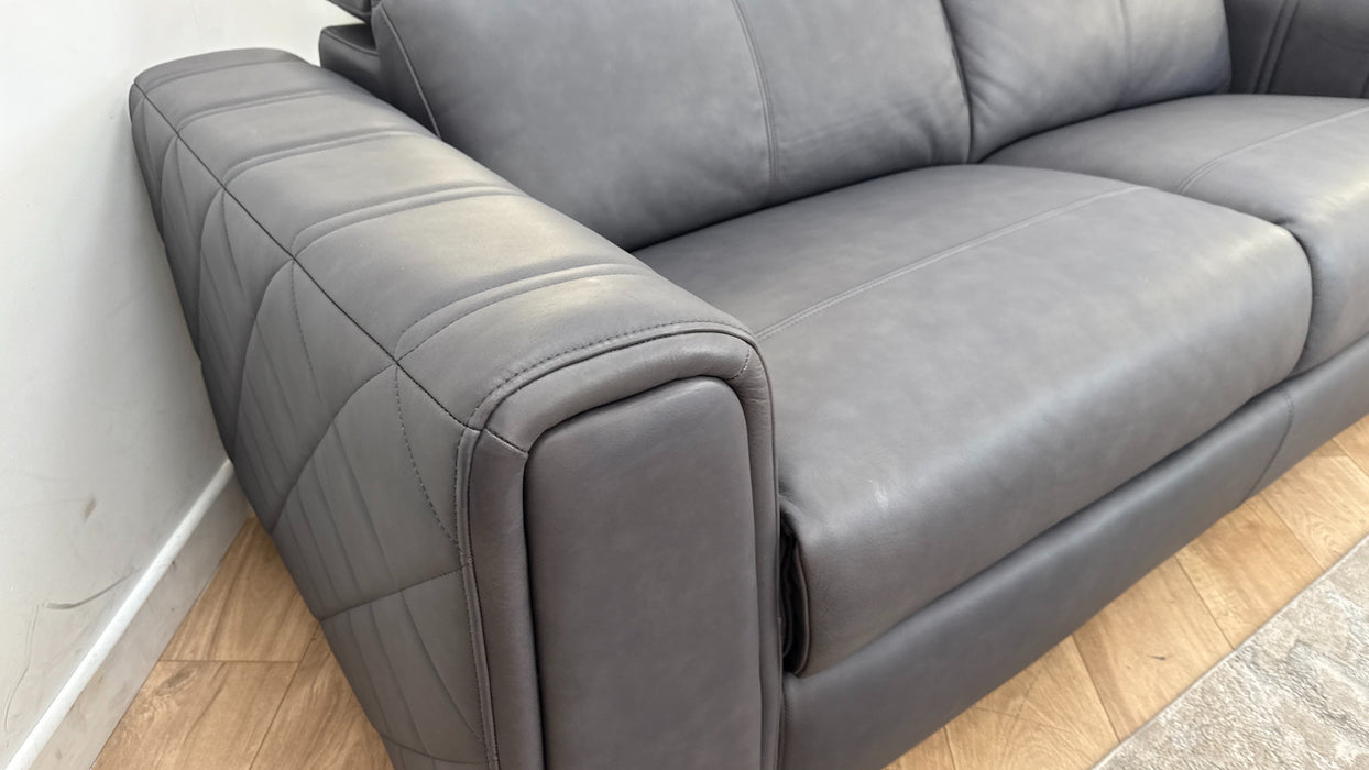 Sofology The Mason 3 Seater Leather Sofa in Relaxed Matt Charcoal