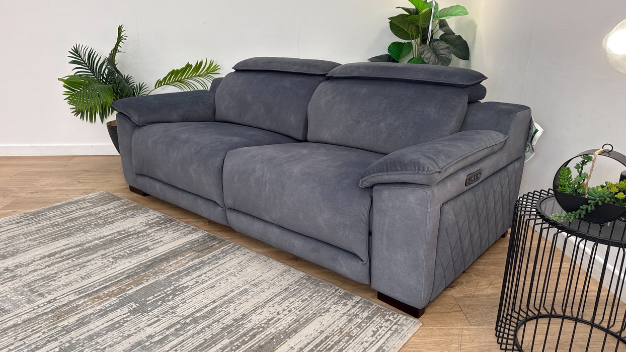 Sofology Benz Fabric 3 Seater Power Recliner/Headrest in Lifestyle Flecked Charcoal