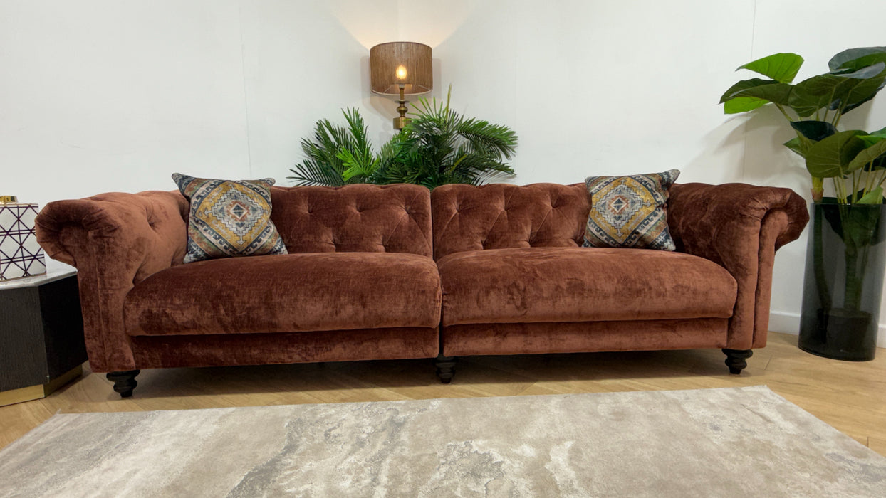 Sofology Kensington Fabric 4 Seater Split in Luxury Chenille Rust Mix
