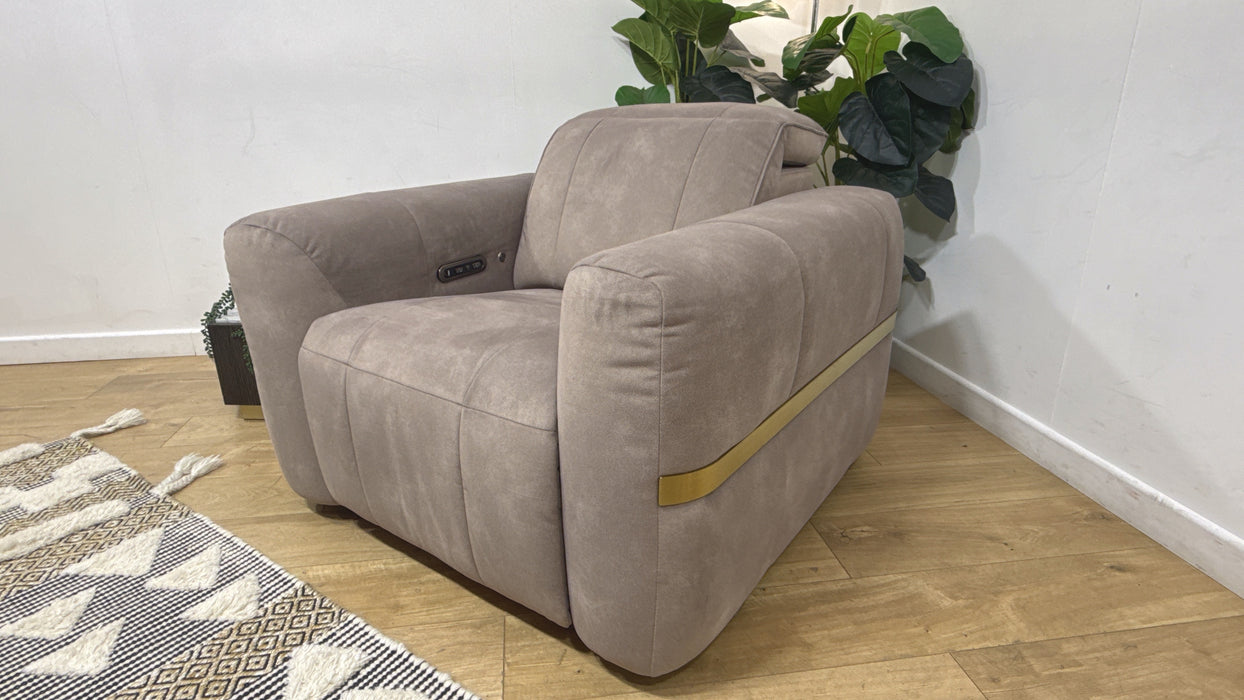 Sofology Lumiere Fabric Chair Power Recliner/Headrest in Lifestyle Flecked Nutmeg