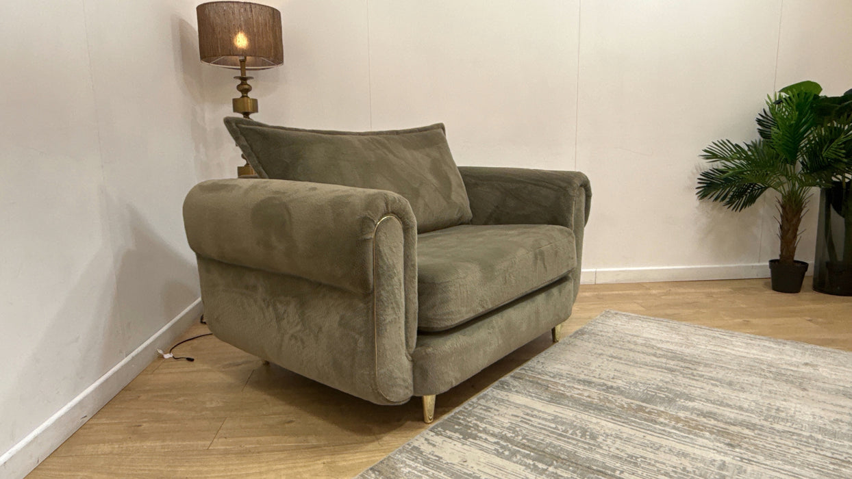 Sofology Chamonix Loveseat in Soft Short Pile Faux Fur Sage Mix