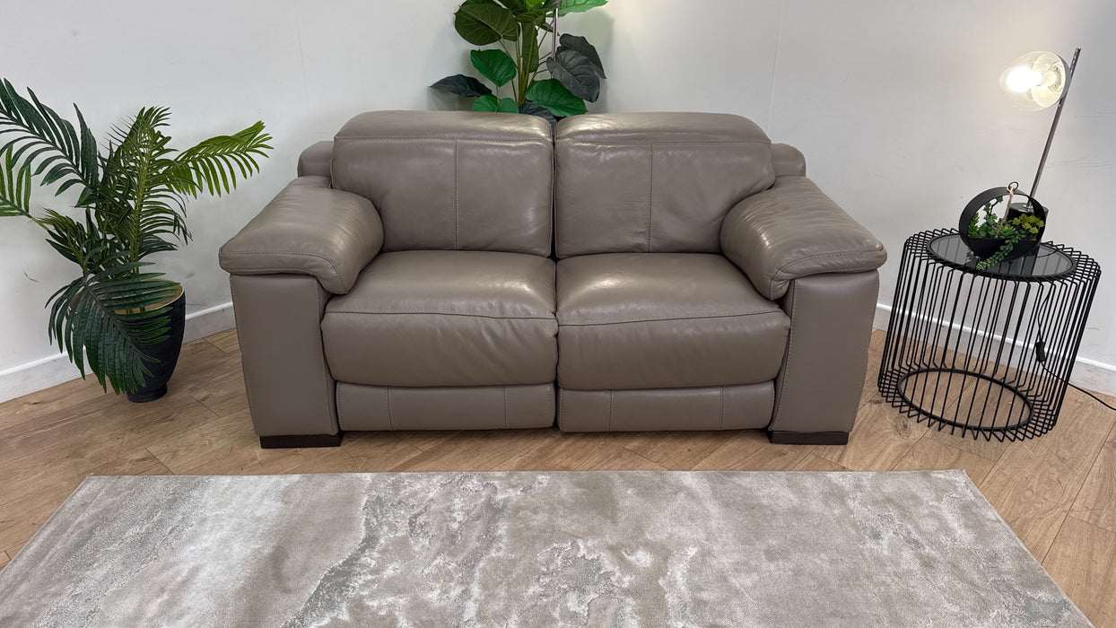 Sofology Laurence Leather 2 Seater Power Recliner/Headrest in Le Mans Taupe