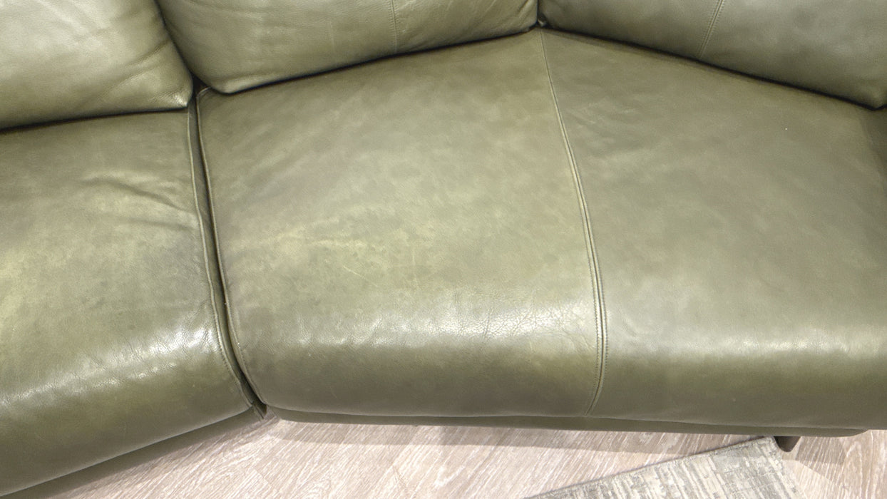 Sofology Adler Leather 4 Seater Asymmetric in Relaxed Soft Olive