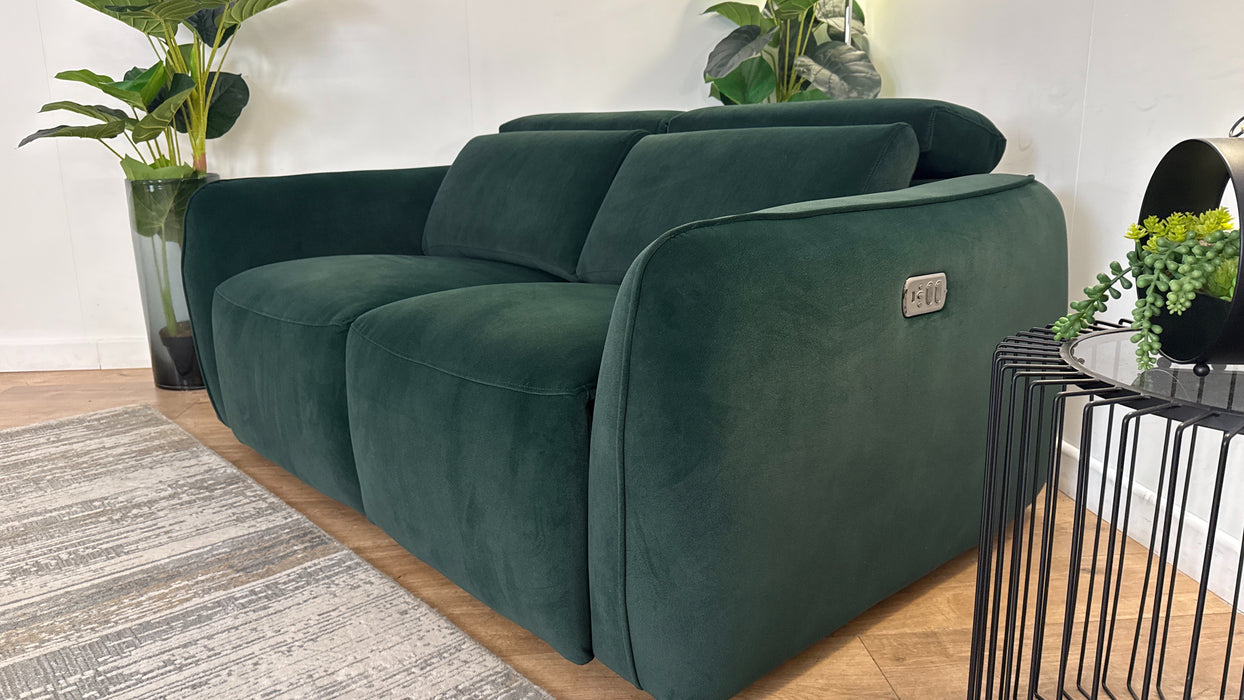 Sofology the Serene Fabric 2 Seater Power Recliner/Headrest in Lifestyle Mottled Dark Green