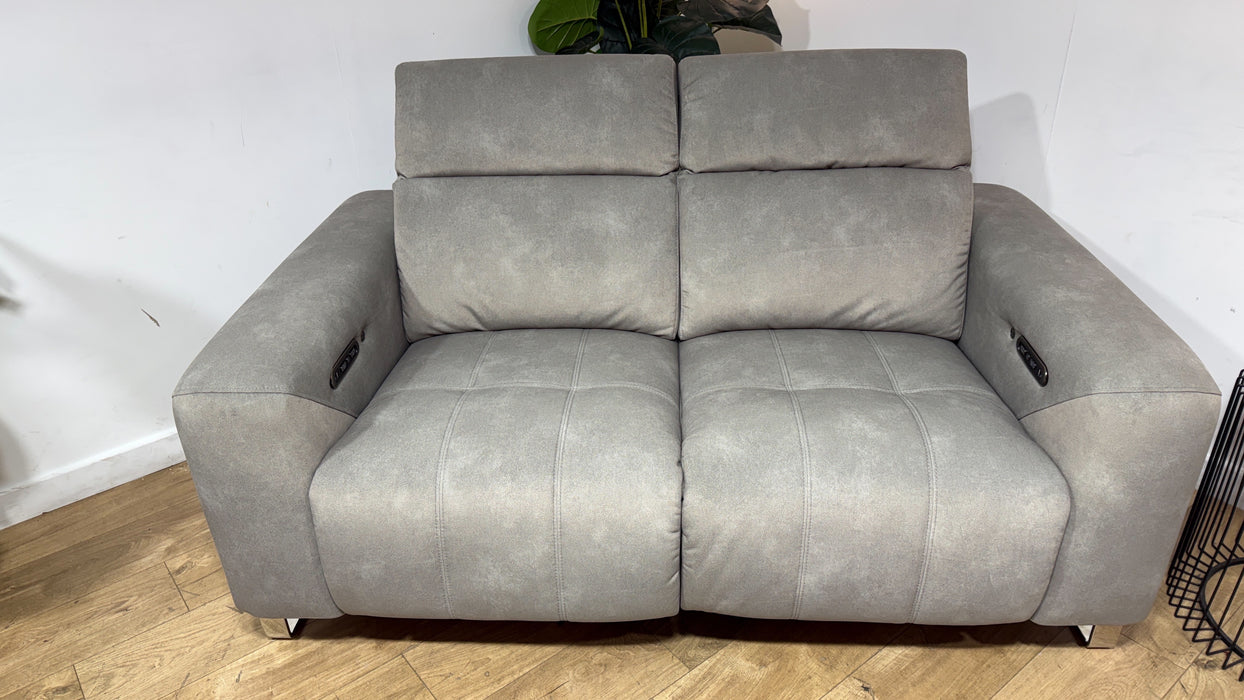 Sofology Marvella Fabric 2 Seater Power Recliner/Headrest Heated Seats in Lifestyle Flecked Stone