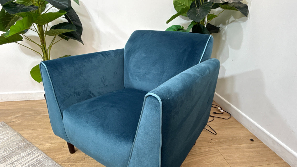 Sofology Cricket Fabric Chair in Soft Chenille Teal Mix