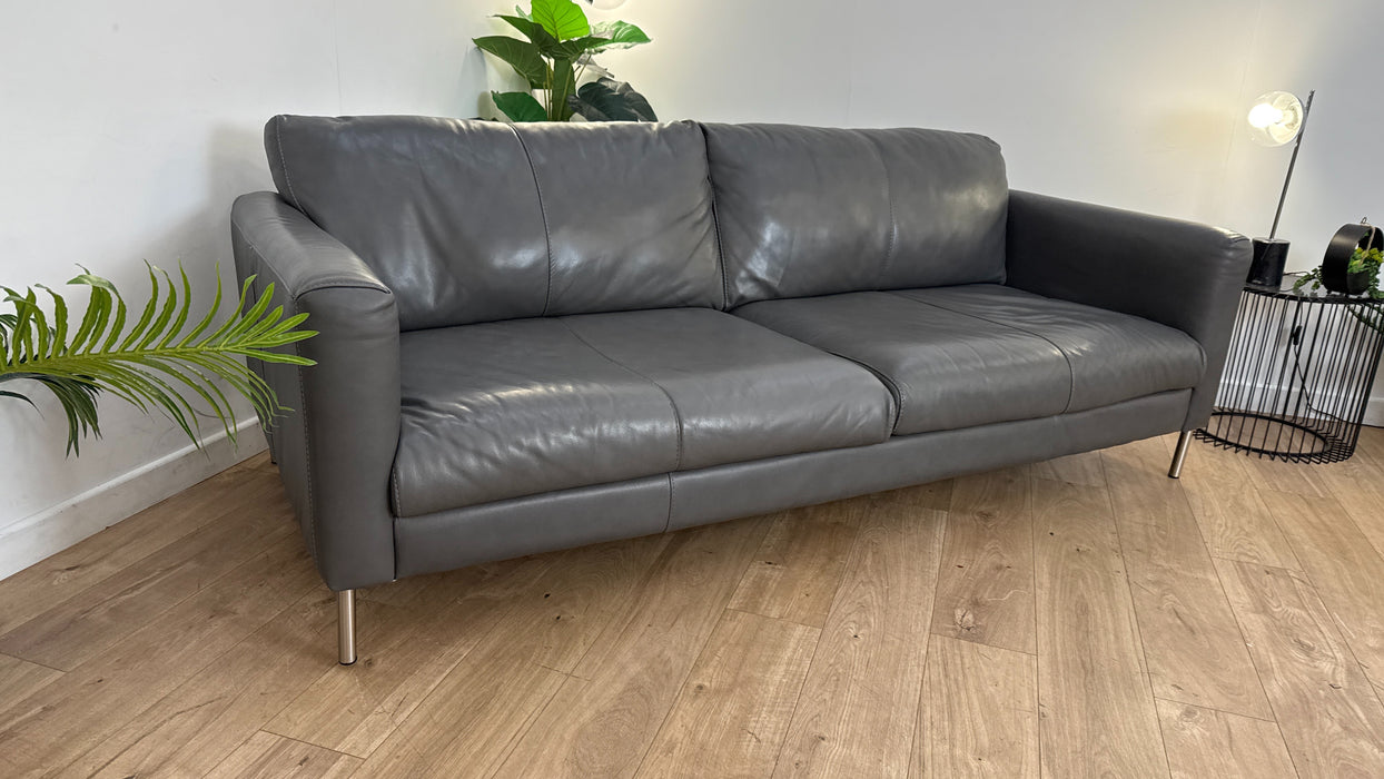 Sofology The Massimo 3 Seater Leather Sofa in Caruso Fog