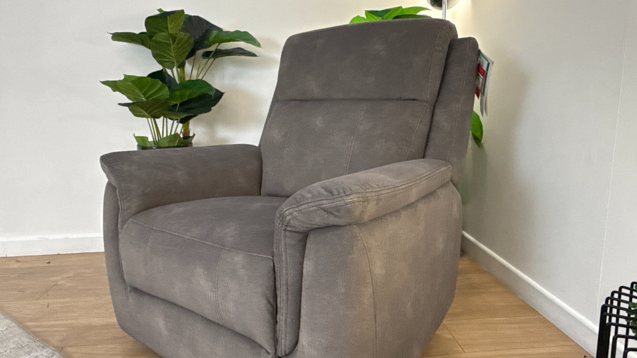 Sofology Bradie Fabric Chair Power Recliner Heated Seat in Lifestyle Flecked Mocha