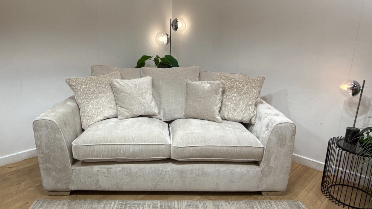 Sofology Valentina Fabric 3 Seater Foam/Fibre Seats Pillow Back in Luxury Chenille Mist Mix