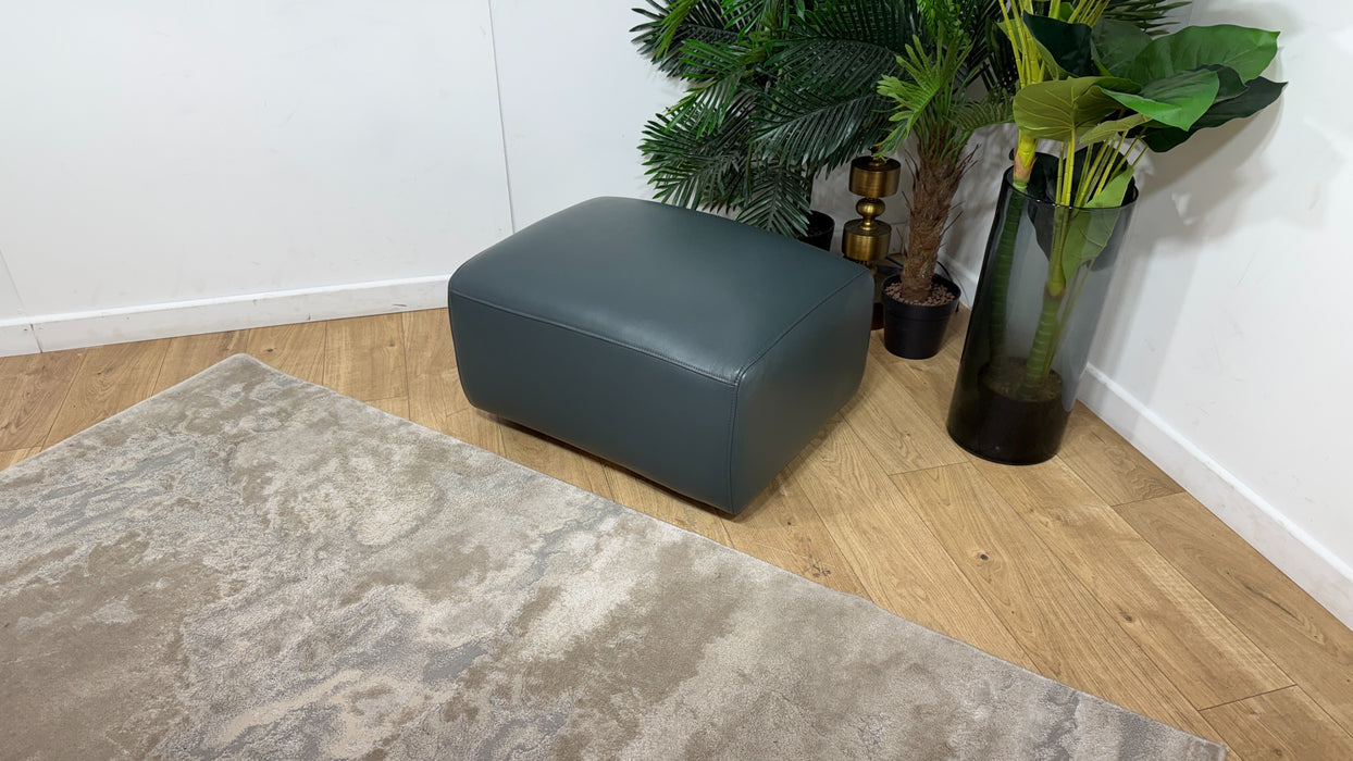 Sofology Leather Designer Footstool in Peacock