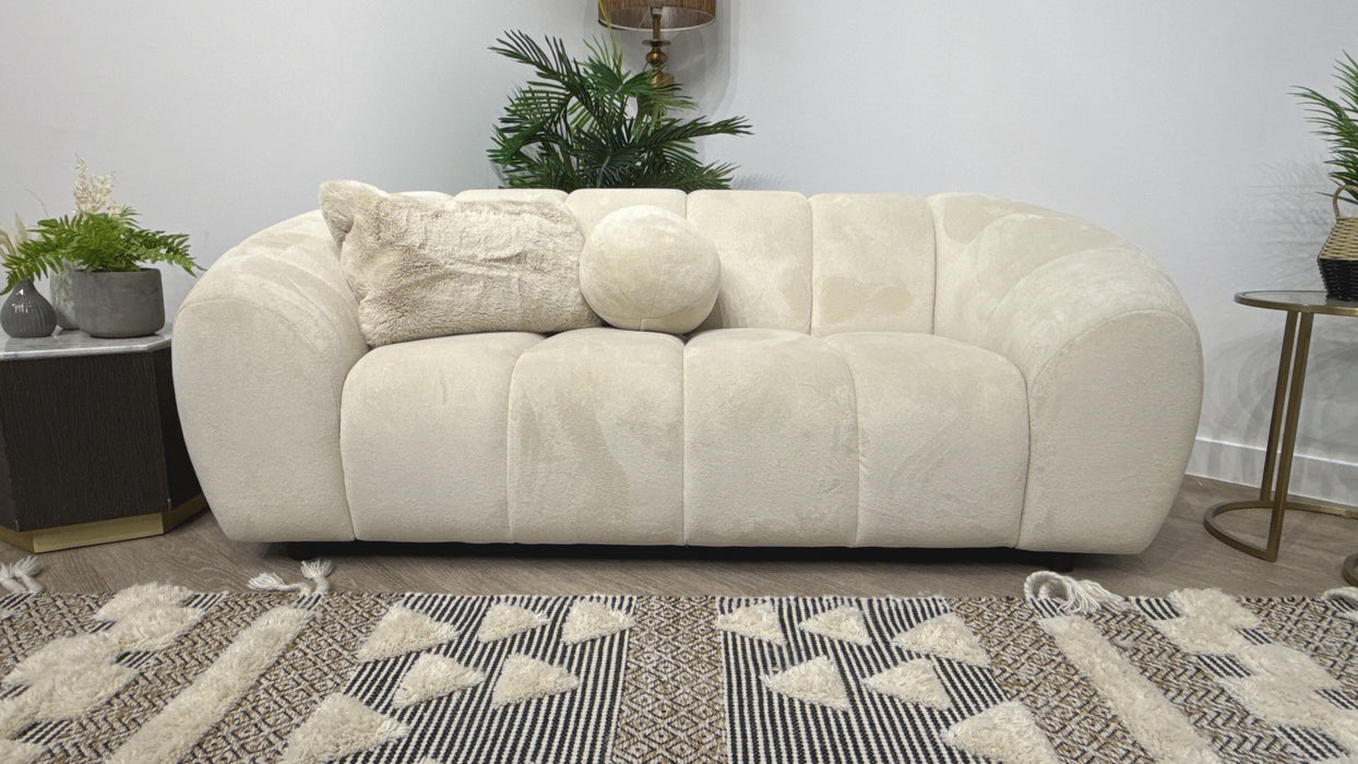 Sofology Waldorf 2 Seater Fabric Sofa in Soft Sherpa Natural Mix