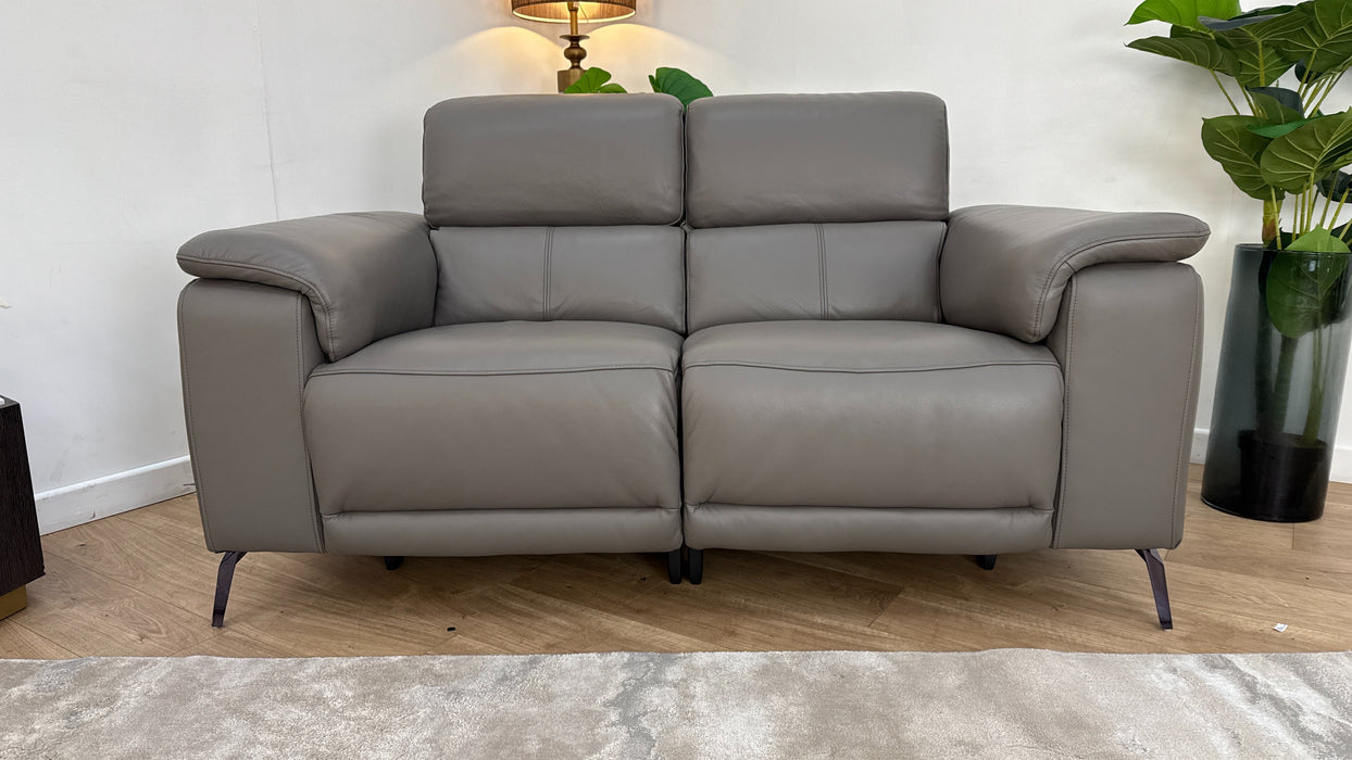 Sofology The Fratelli Leather 2 Seater Power Recliner/Headrest in Trusty Embossed Elephant