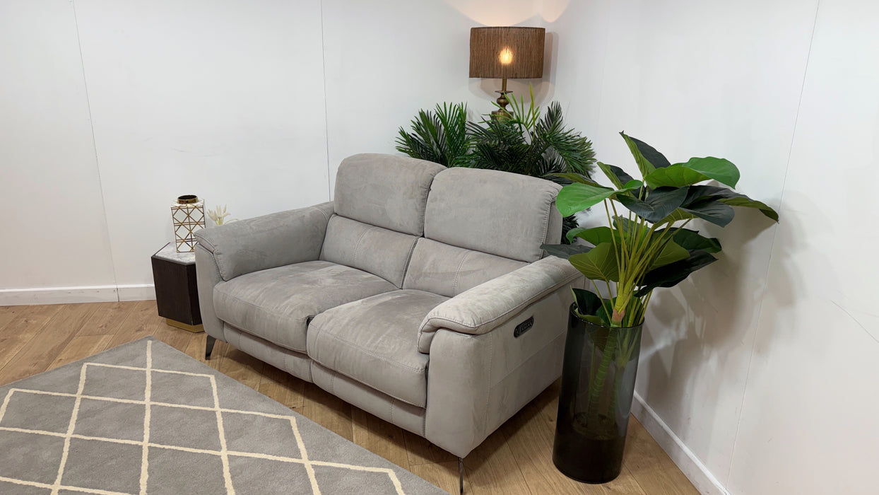 Sofology Illinois Fabric 2 Seater Power Recliner/Headrest in textured fabric grey
