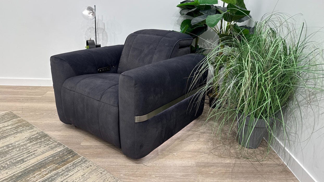 Sofology Lumiere Fabric Chair Power Recliner/Headrest in Lifestyle Flecked Anthracite