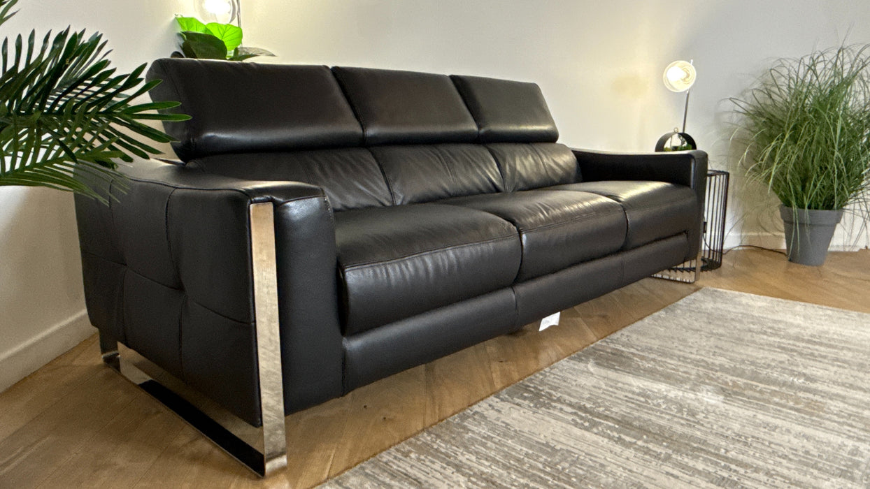 Sofology The Torres Leather 4 Seater in Jet Black