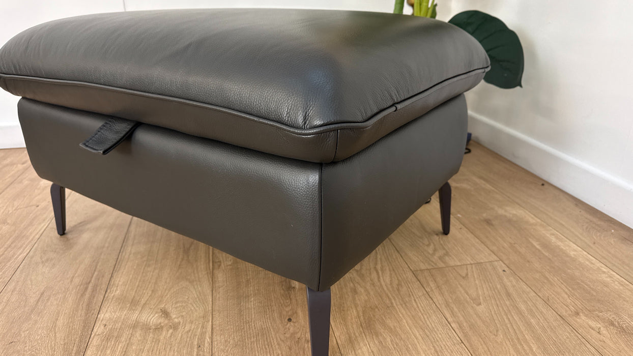 Sofology The Viento Leather Designer Storage Footstool in Trusty Embossed Charcoal