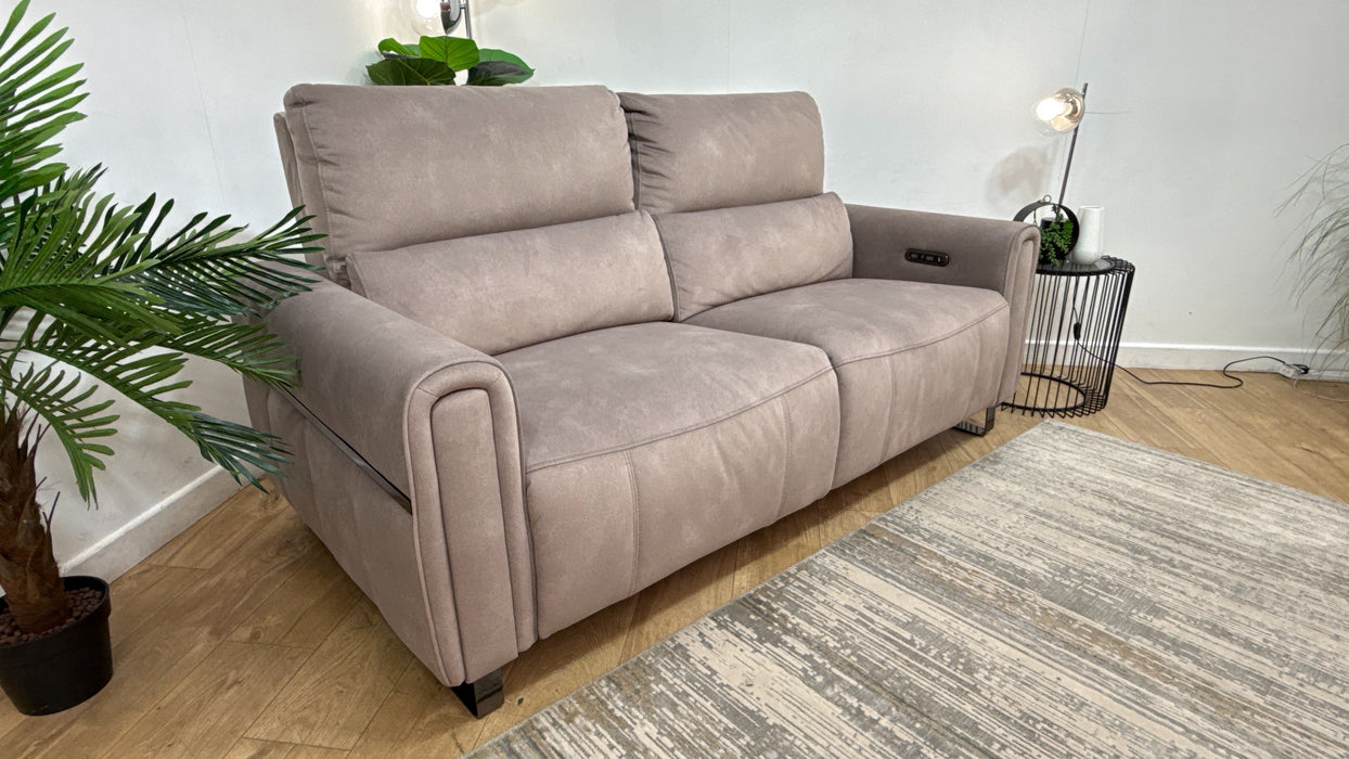 Sofology Ravello Fabric 2.5 Seater Power Recliner/Headrest in Lifestyle Flecked Nutmeg