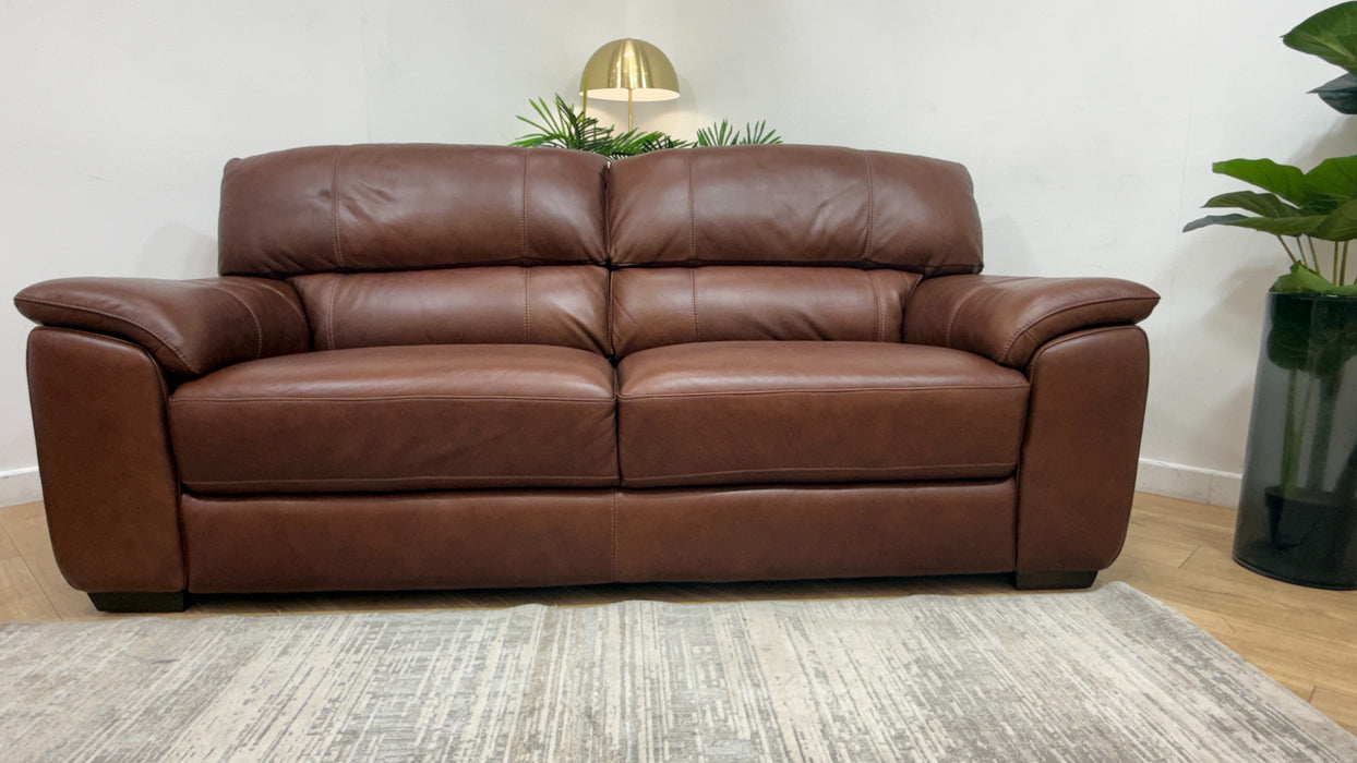 Sofology Santina Leather 3 Seater in Relaxed Soft Leather Brown