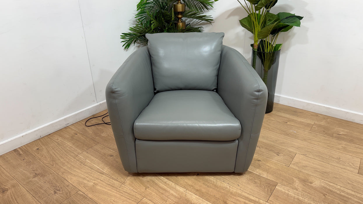 Sofology Marvella Leather Swivel Chair in Trusty Sheen Leather Granite Teal