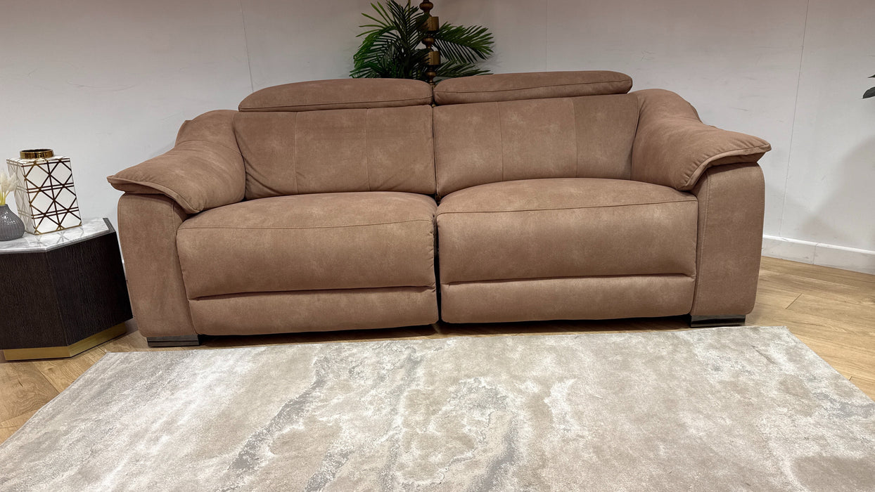 Sofology Carrera Fabric 2.5 Seater Power Recliner/Headrest in Lifestyle Flecked Sand