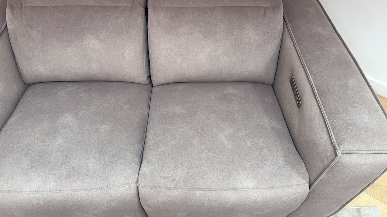 Sofology Horizon Fabric 2 Seater Power Recliner/Headrest in Lifestyle Flecked Nutmeg