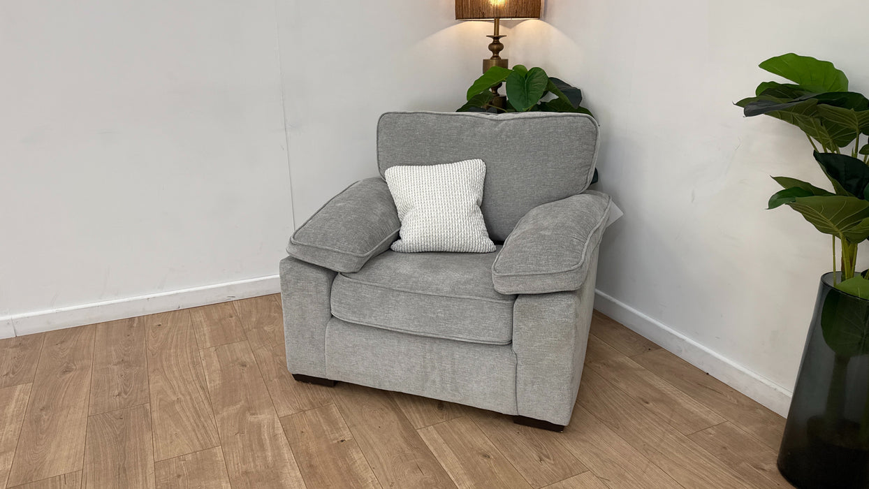 Sofology Brixton Fabric Chair in Linen Look Chenille Grey Mix