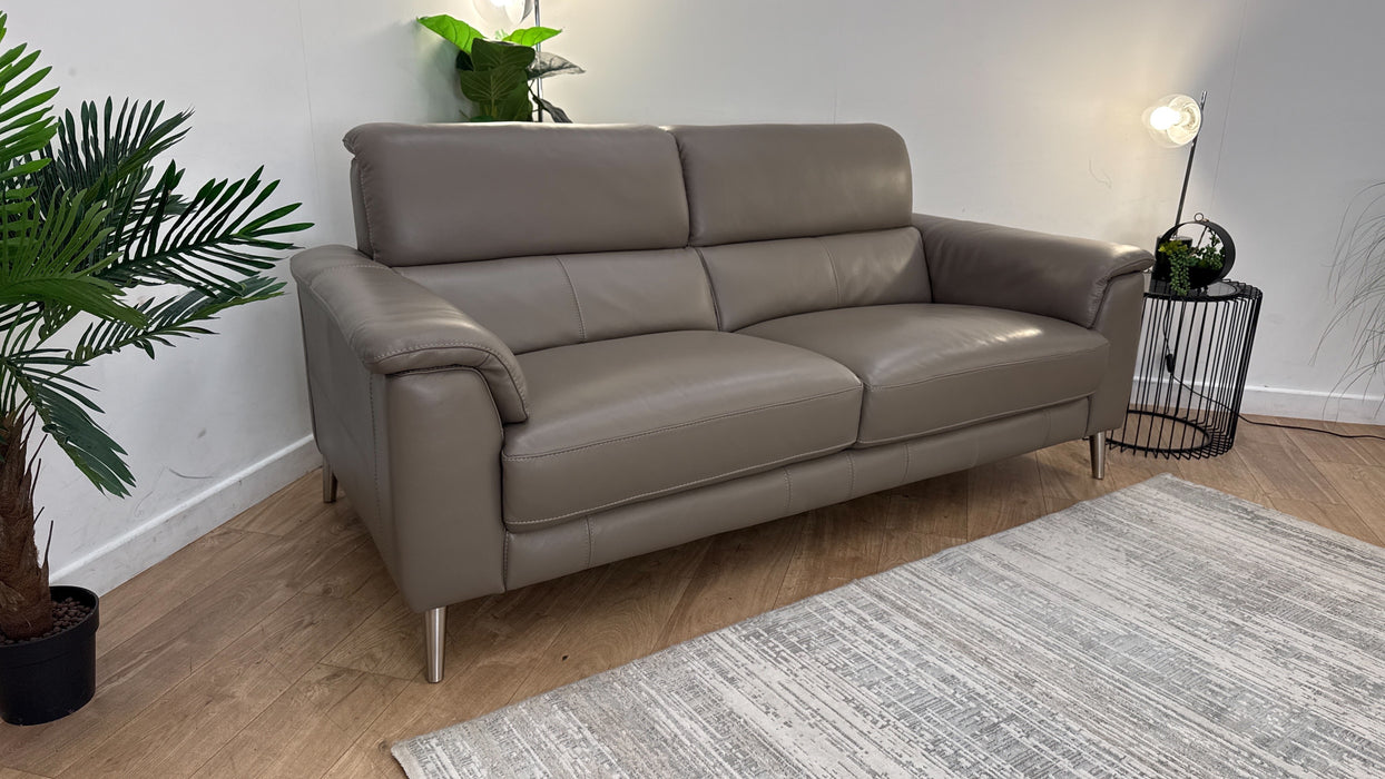 Sofology Illinois Leather 3 Seater in Trusty Soft Sheen Taupe
