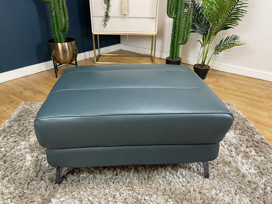 Renato Designer Footstool - Trusty Embossed Leather Peacock (WA2)