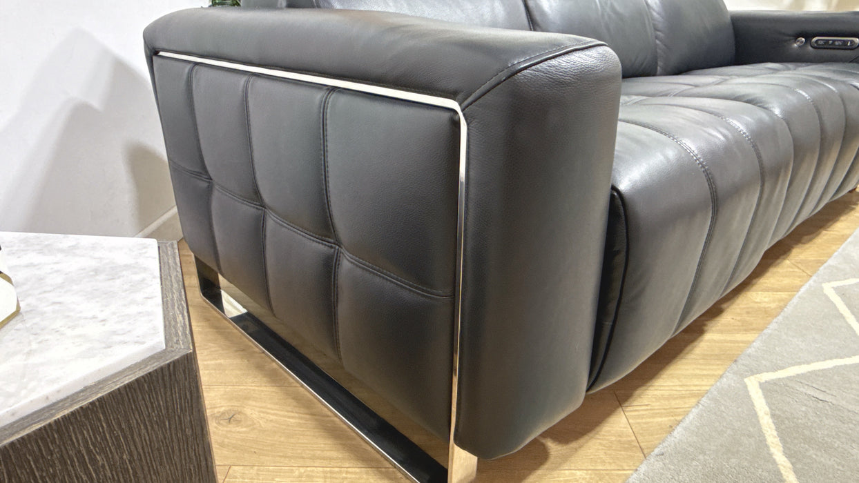 Sofology Marvella Leather 3 Seater Power Recliner/Headrest Heated Seat in Trusty Sheen Jet Black