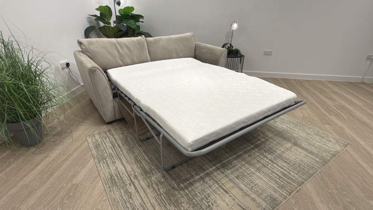 Sofology Keswick Fabric 3 Seater Sofabed Zoned Memory Foam Mattress in Deluxe Velvet Pebble