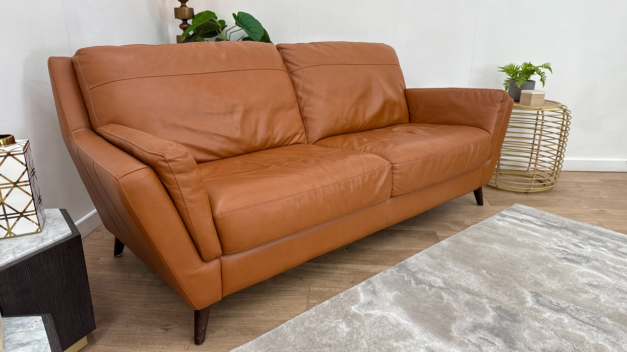 Sofology Fellini Leather 3 Seater Full Back in Alaska Brittany