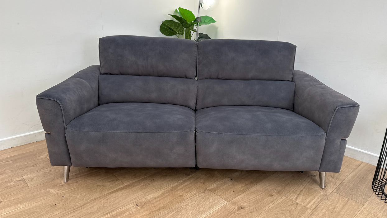 Sofology Dakota Fabric 3 Seater Power Recliner/Headrest in Lifestyle Mottled Charcoal