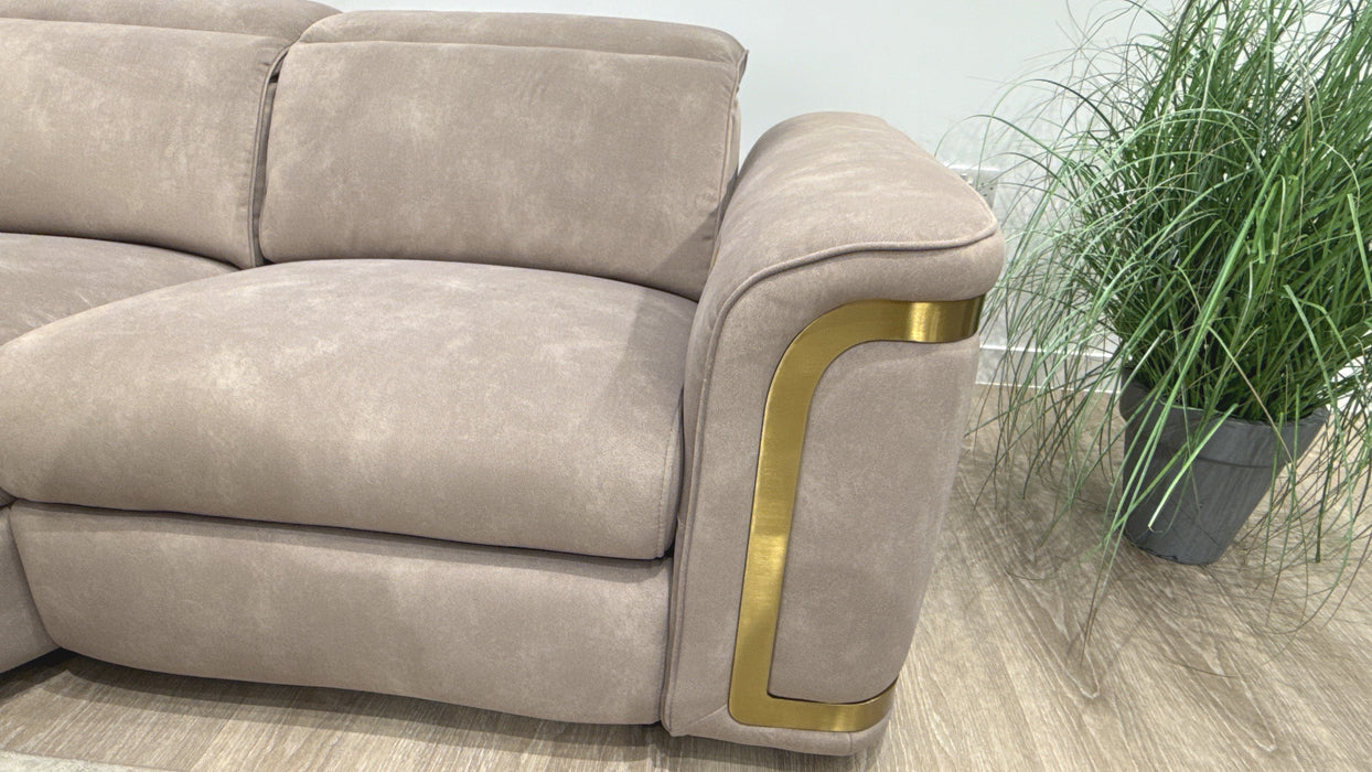 Sofology Plaza Fabric 3 Corner 1.5 Power Recliner/Headrest Heated Seats in Lifestyle Flecked Nutmeg