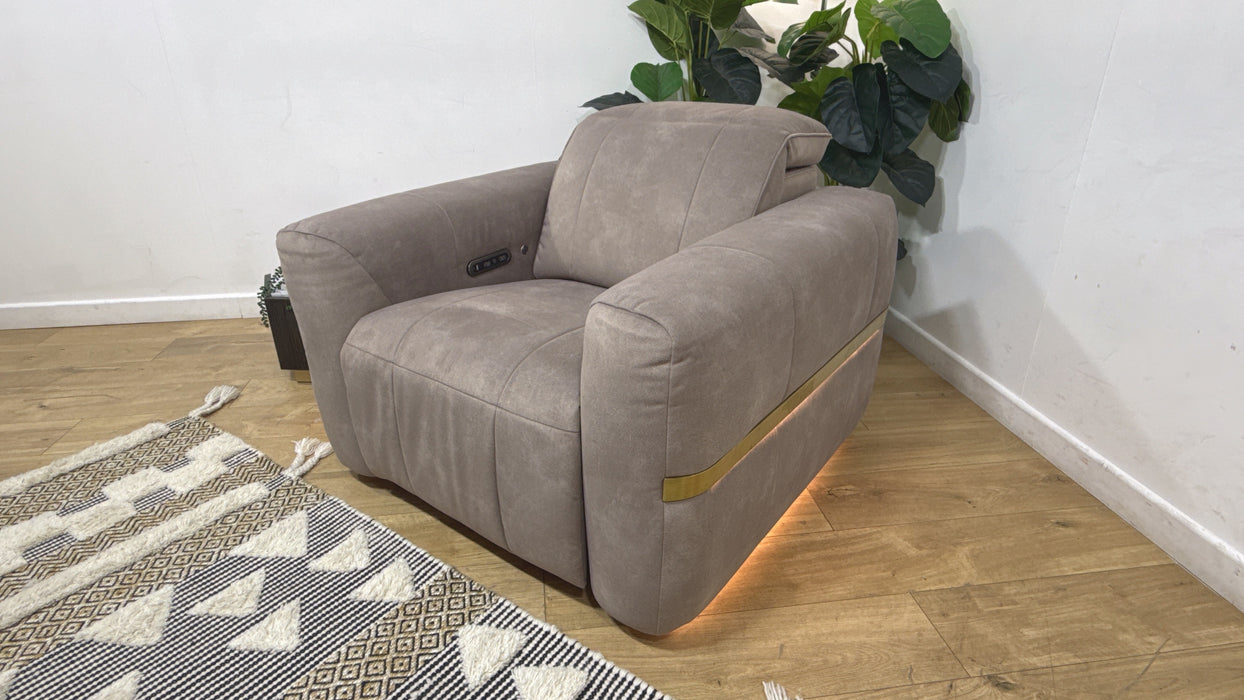 Sofology Lumiere Fabric Chair Power Recliner/Headrest in Lifestyle Flecked Nutmeg