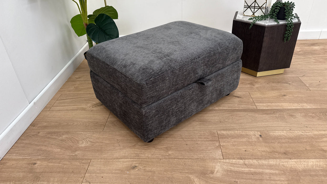 Sofology Portobello Fabric Storage Footstool in Chenille Look Charcoal