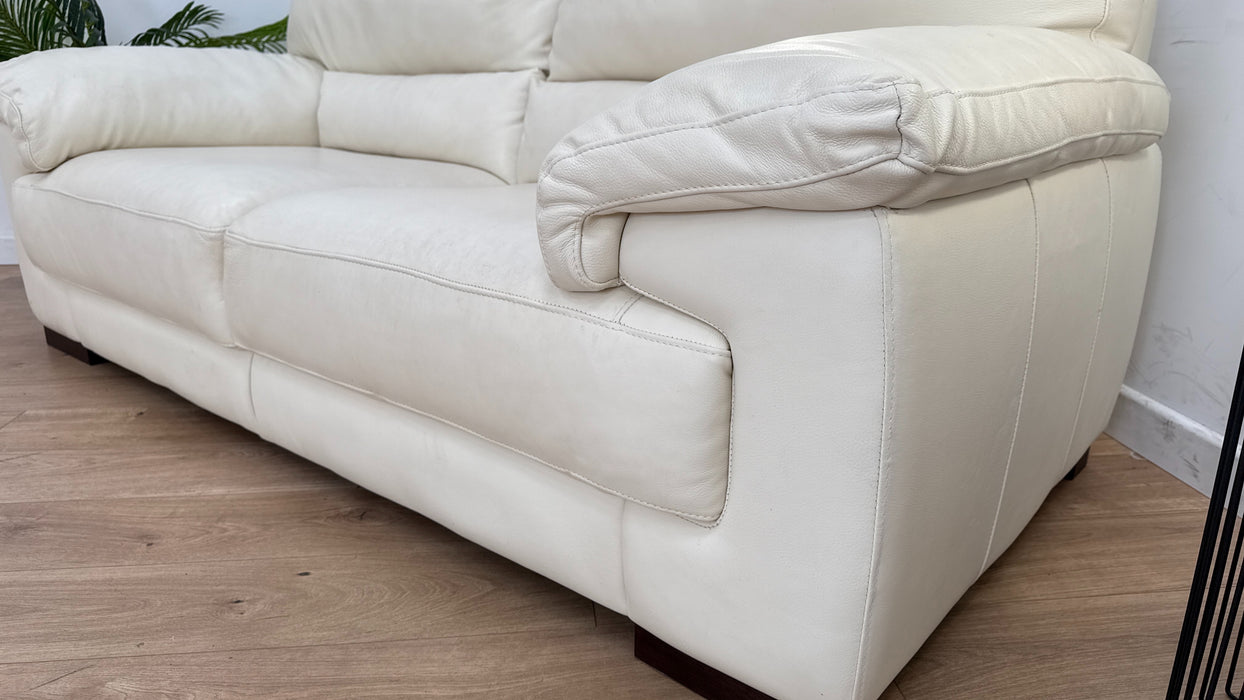 Santino 2 Seater - Leather Sofa - Hampshire Aspen White