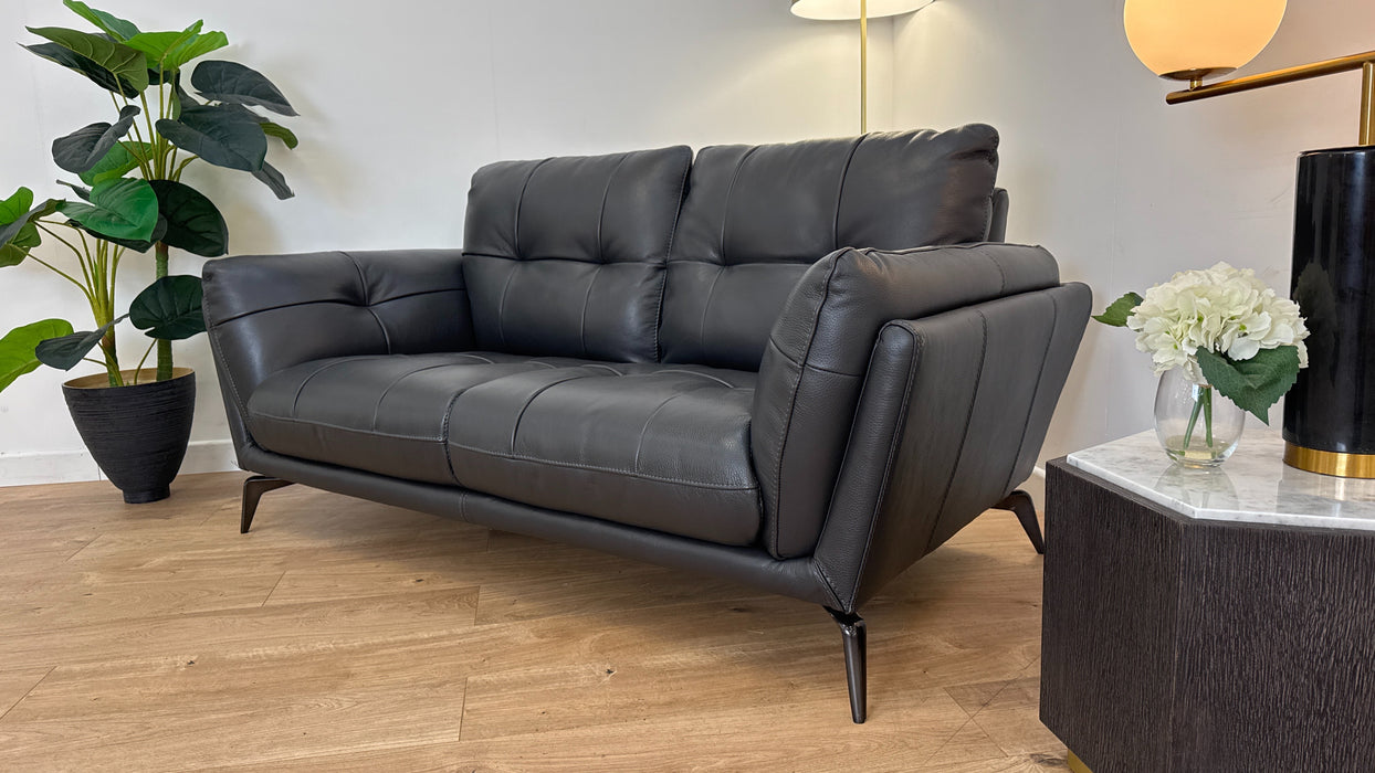 Harlan 2 Seater Leather Sofa - Dark Grey