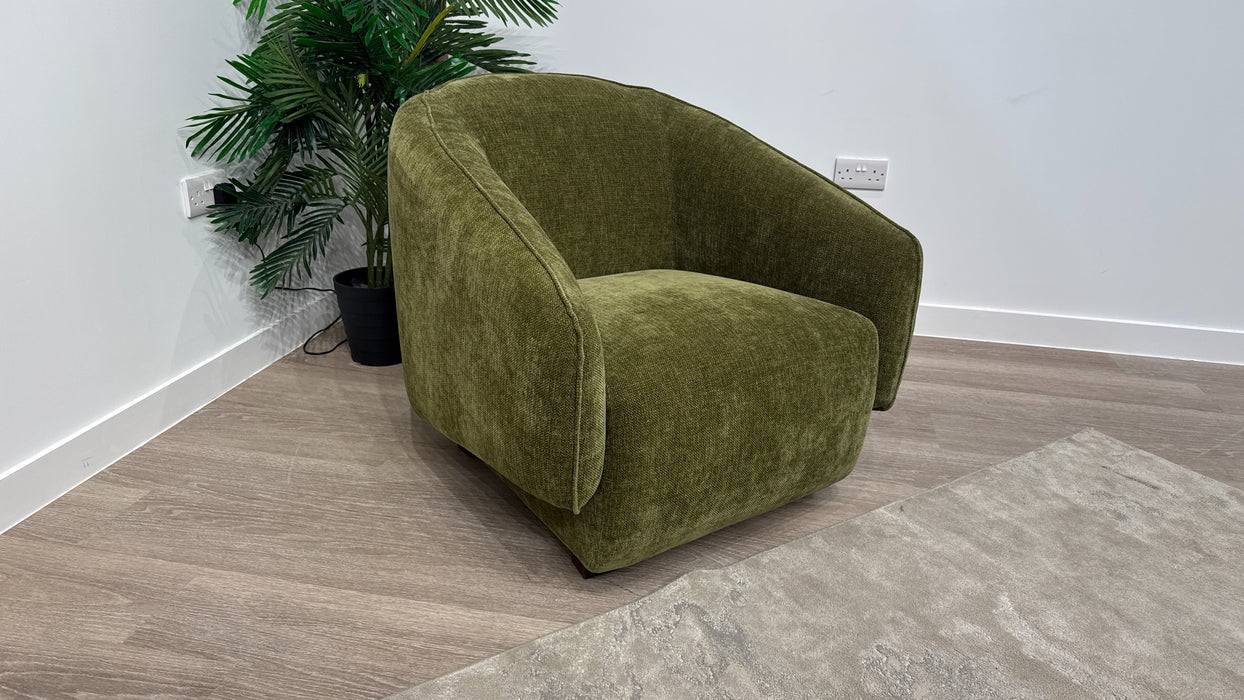 Sofology Larsen Fabric Chair in Chunky Linen Look Chenille Olive
