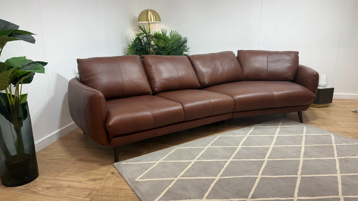 Sofology Adler Leather 4 Seater Asymmetric in Relaxed Soft Brown