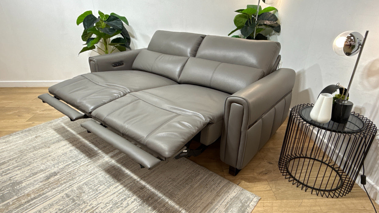 Sofology Ravello Leather 2.5 Seater Power Recliner/Headrest in Trusty Embossed Elephant