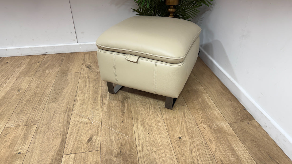 Sofology Ravello Leather Designer Storage Footstool in Trusty Embossed Bone China